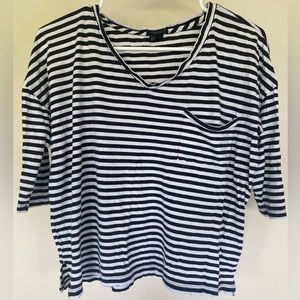 B&W Stripped V-Neck Tee